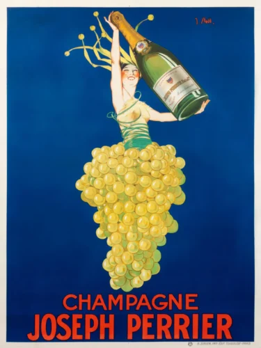 Vintage Champagne Joseph Perrier French Woman Grapes Art Print