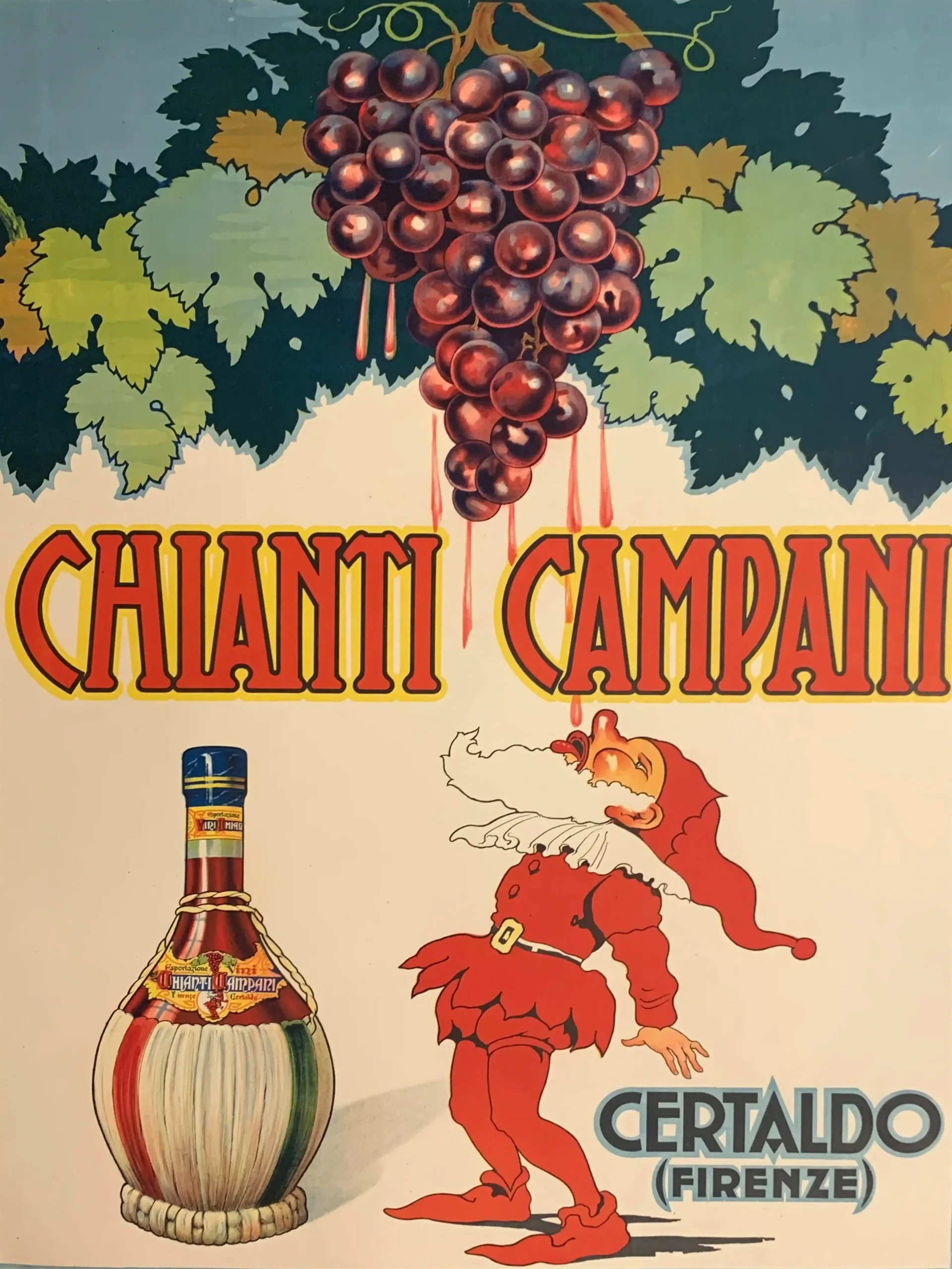 Vintage Chianti Campani Wine Poster (1920s Italian Advertising Art)
