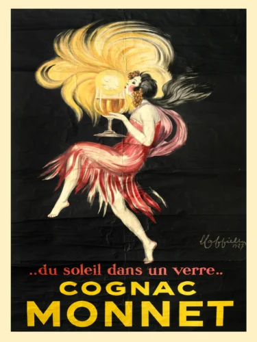 Cognac Monnet 1927 Art Deco Sun in a Glass Vintage Art Print