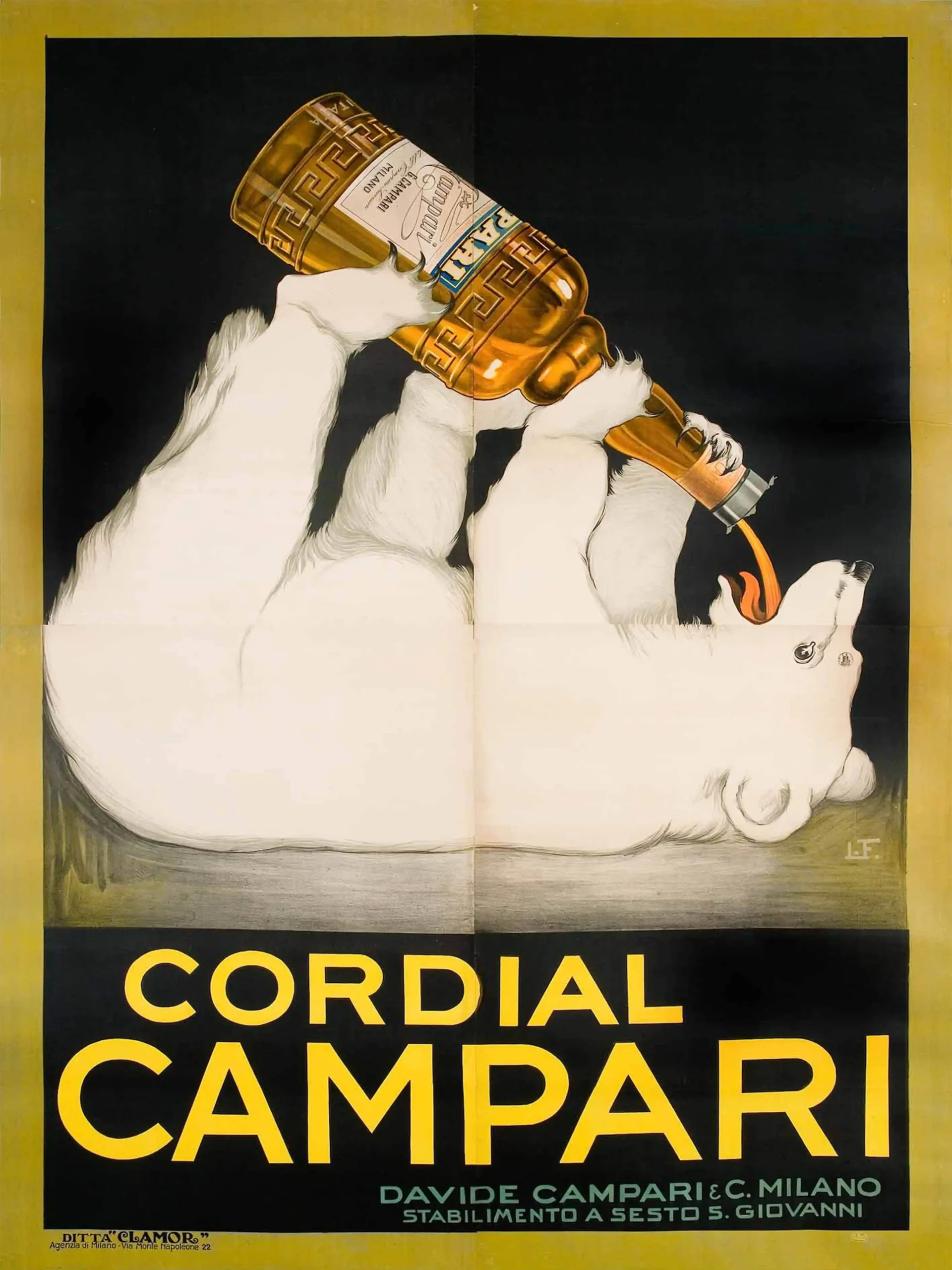 Vintage Cordial Campari Poster | Polar Bear Aperitivo Ad Art by Cappiello