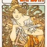 Alphonse Mucha Cycles Perfecta 1897 Art Nouveau Vintage Art Print