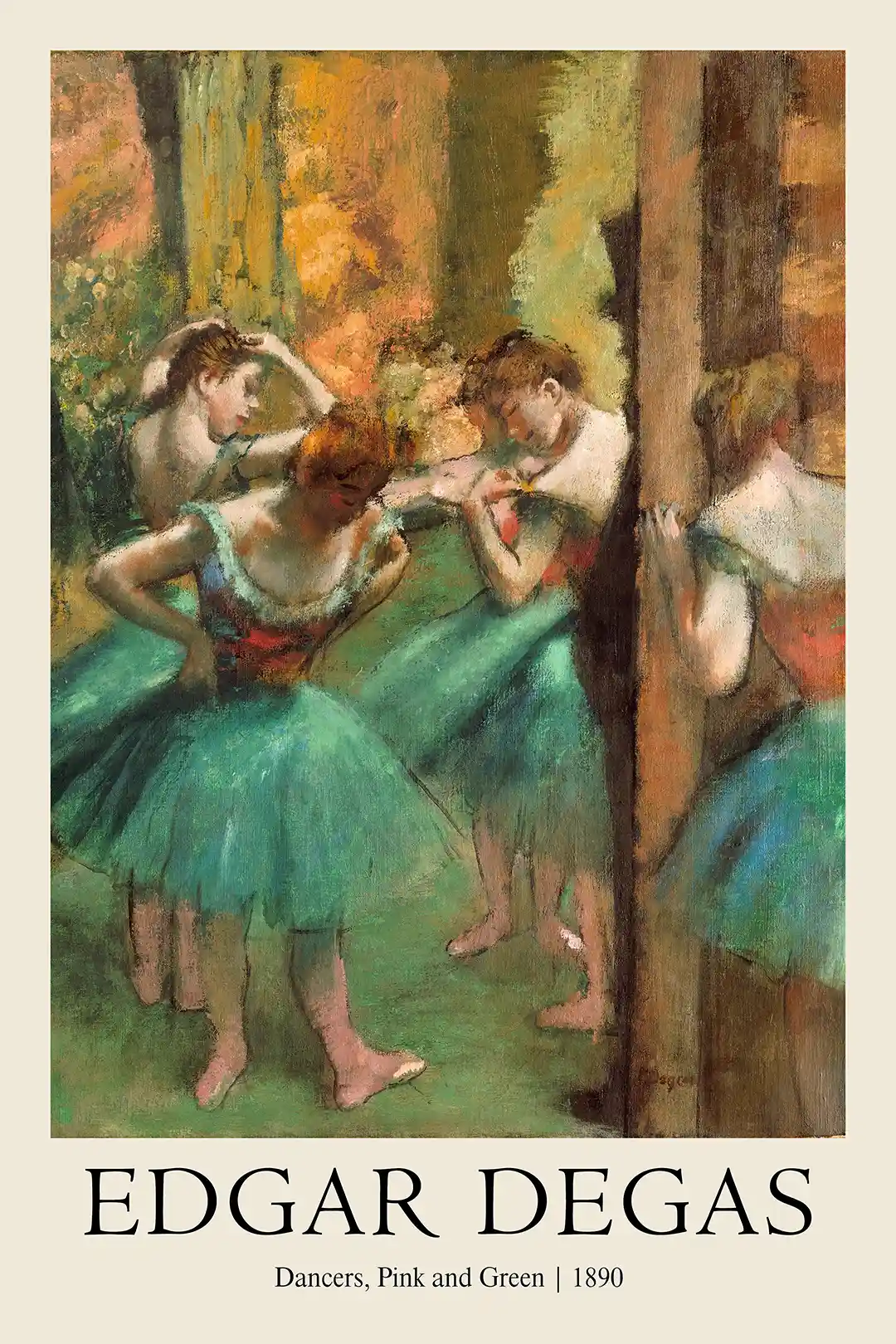 Edgar Degas Dancers Pink and Green Poster (1890) - Impressionist Ballet Art Print