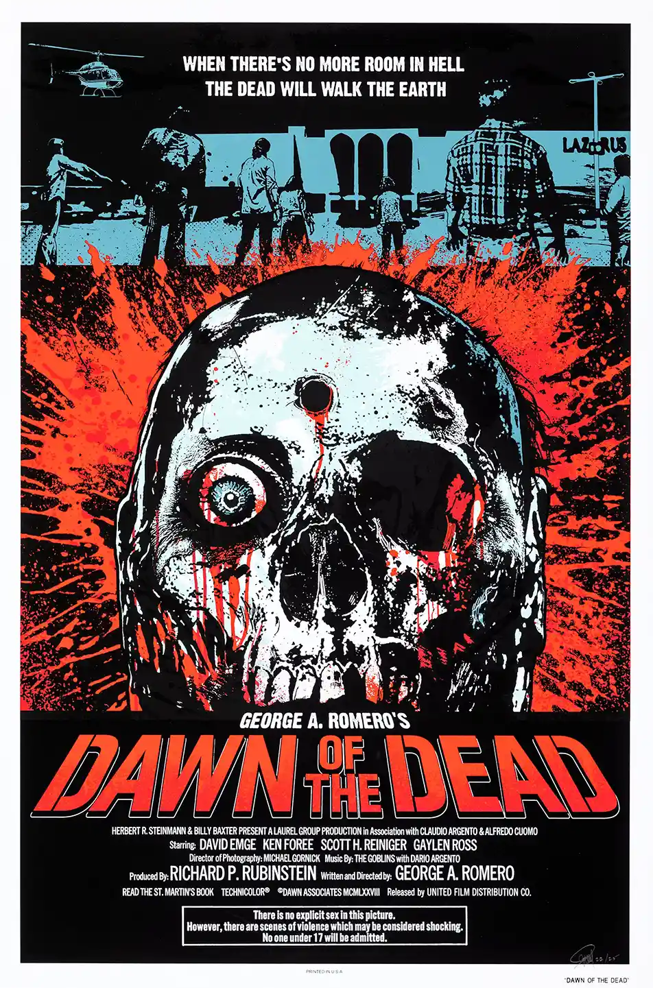 Dawn of the Dead (1978) Classic Movie Poster | George A. Romero Zombie Horror Film Art Print