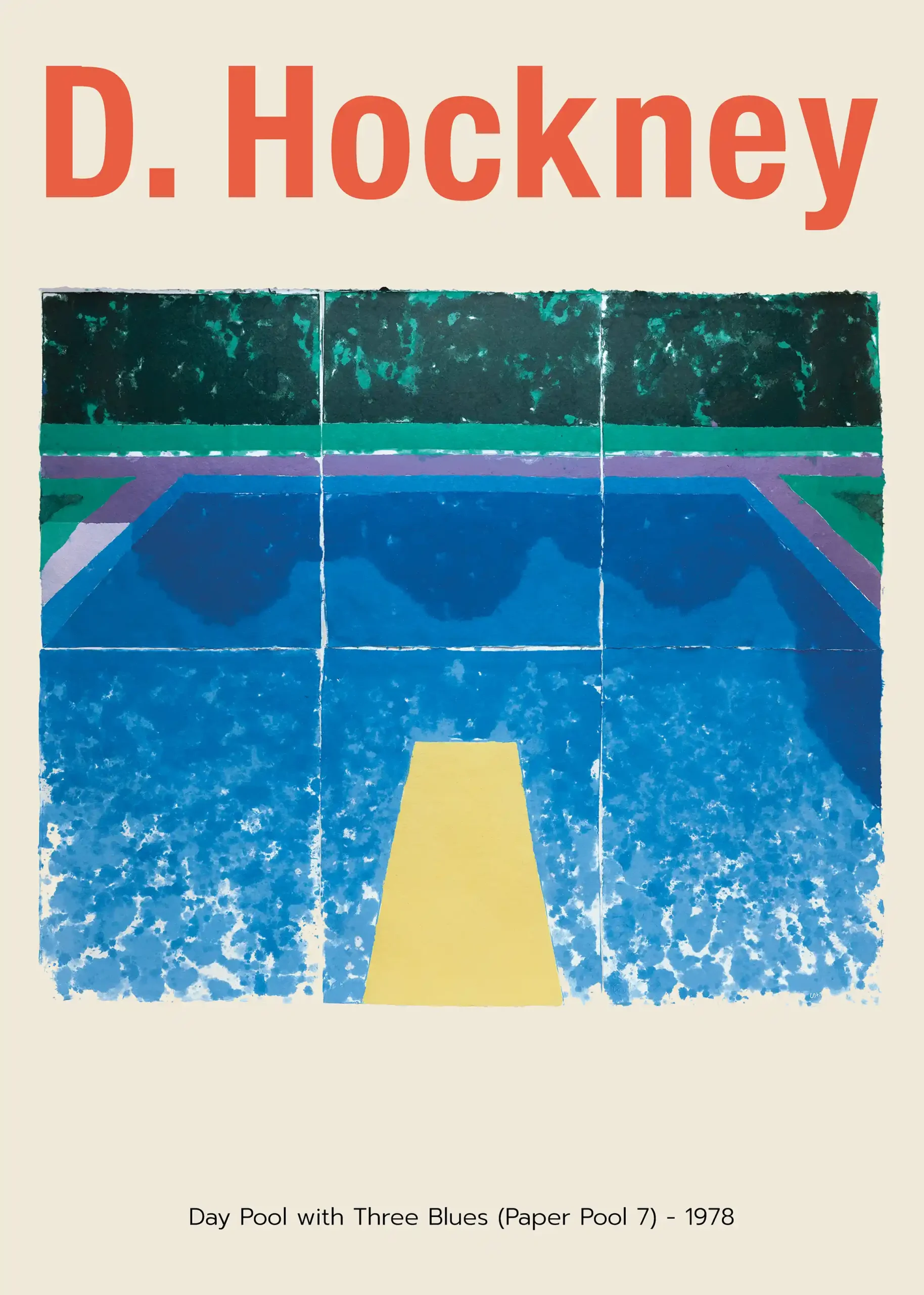 David Hockney Poster: Day Pool with Three Blues (Paper Pool 7) 1978 Art Print