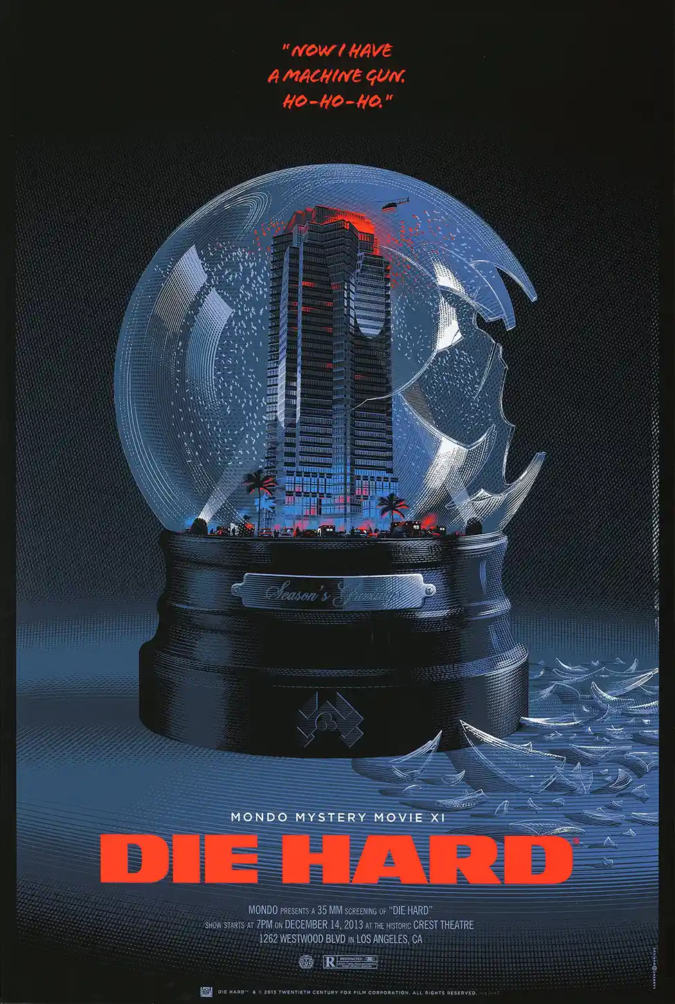 Die Hard Laurent Durieux Mondo Poster - Nakatomi Plaza Snow Globe Art Print