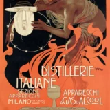 Distillerie Italiane Vintage Art Nouveau Poster, Italian Decor
