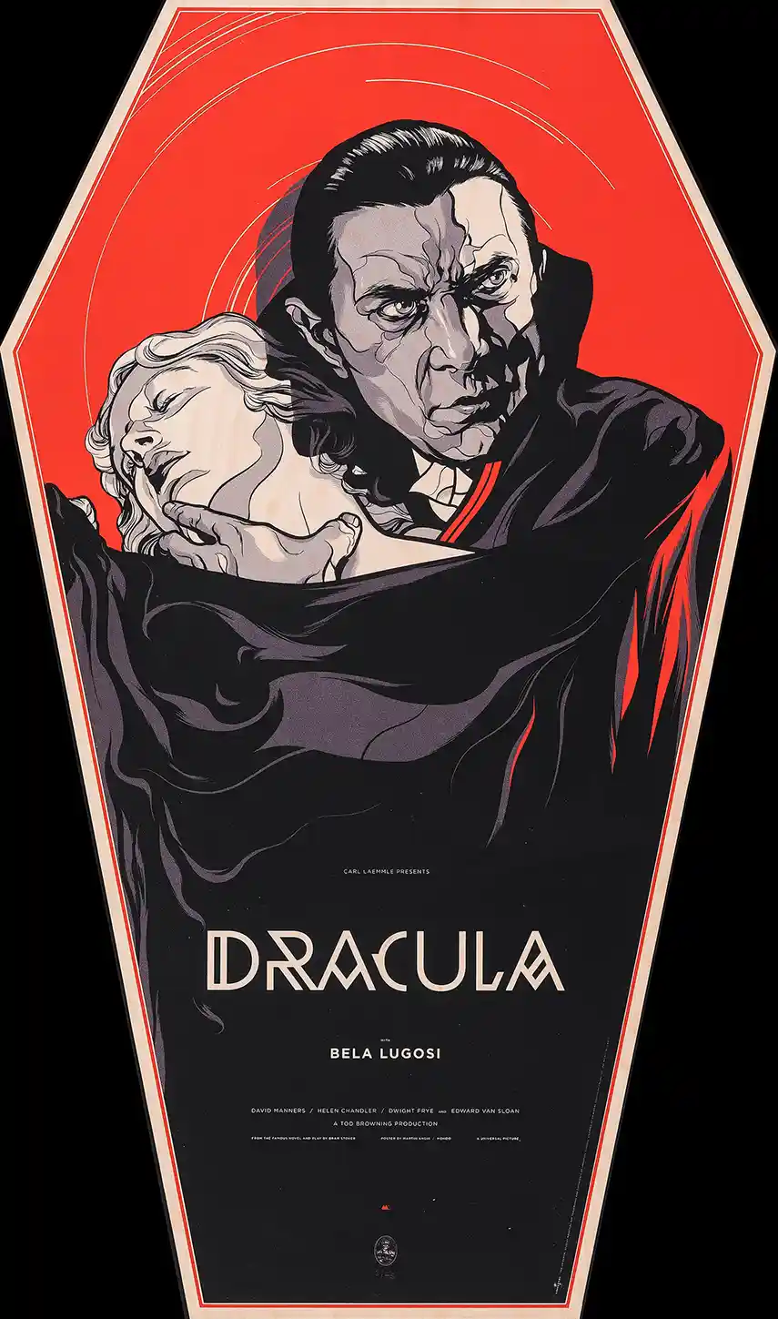 Martin Ansin Dracula Poster - Mondo Coffin Shape Bela Lugosi Art Print