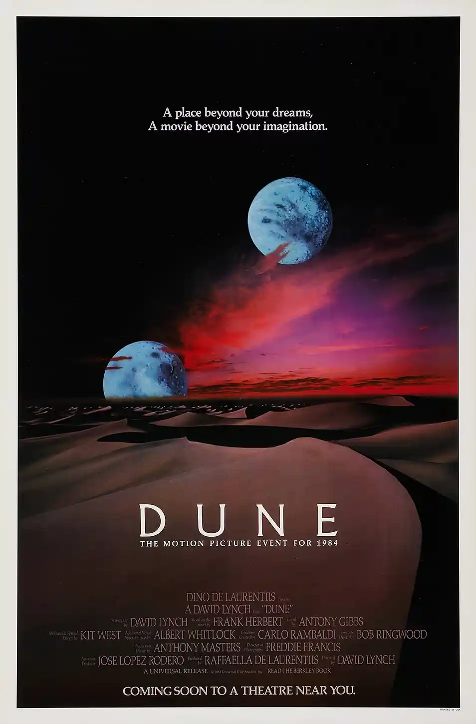 Dune (1984) Movie Poster – 1984 Original Theatrical Poster: Vintage Sci-Fi Wall Art Print