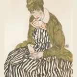 Egon Schiele Edith with Striped Dress Sitting 1915 Art Print