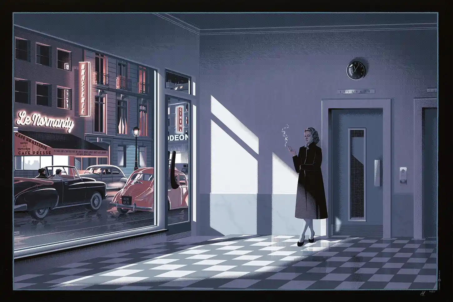 Elevator to the Gallows Laurent Durieux Art Poster | Classic French Film Noir