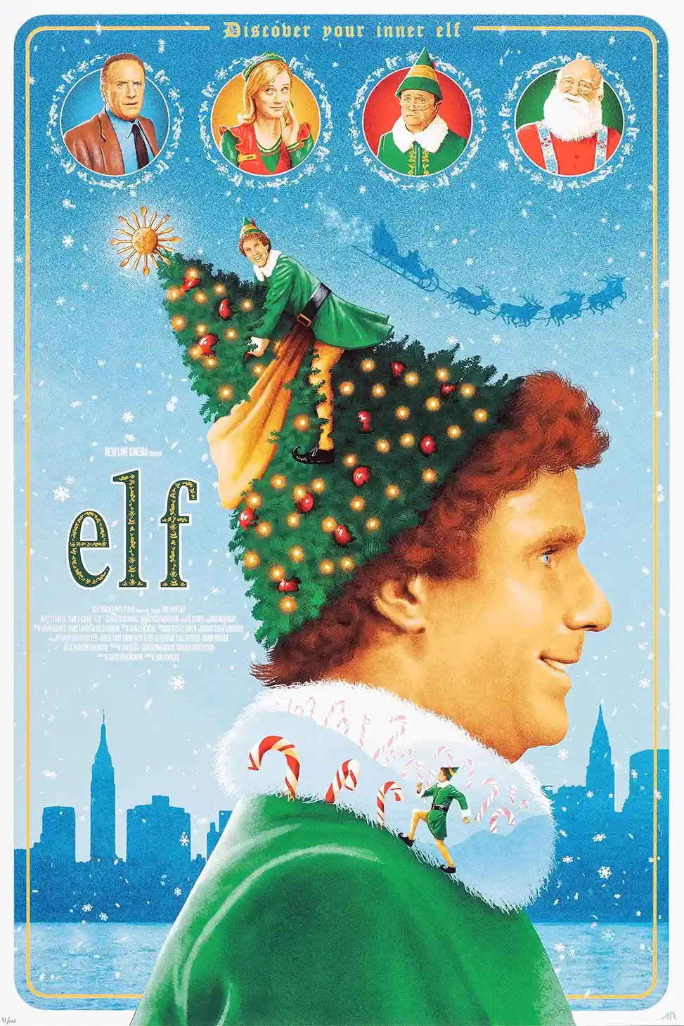 Elf Movie Poster (Adam Rabalais Art) | Will Ferrell Buddy the Elf Christmas Decor