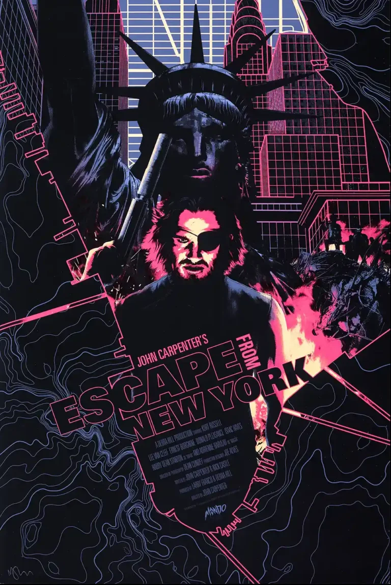 Escape From New York Movie Poster - Snake Plissken Synthwave Dystopian Wall Art