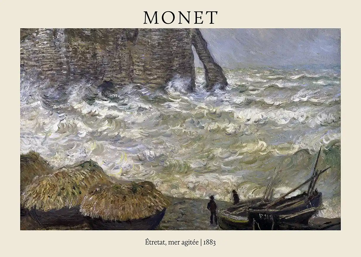 Claude Monet - Ćtretat, Rough Sea (1883) Impressionist Coastal Art Poster