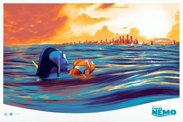 Finding Nemo Movie Poster - Dory & Nemo at Sydney Harbour Sunset Art Print