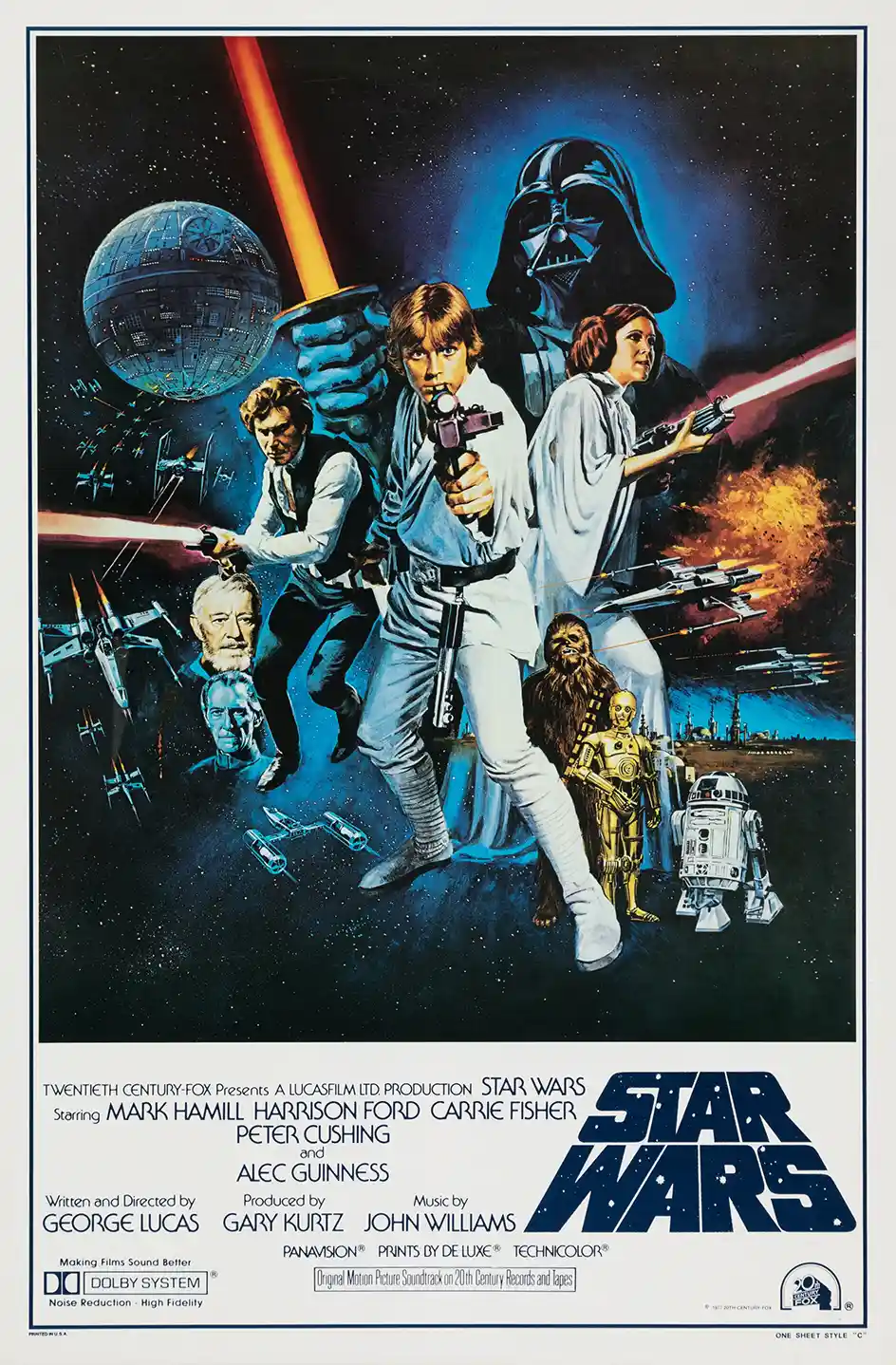 Star Wars: A New Hope Movie Poster – 1977 Original Theatrical Poster (Style A): Vintage Sci-Fi Wall Art Print