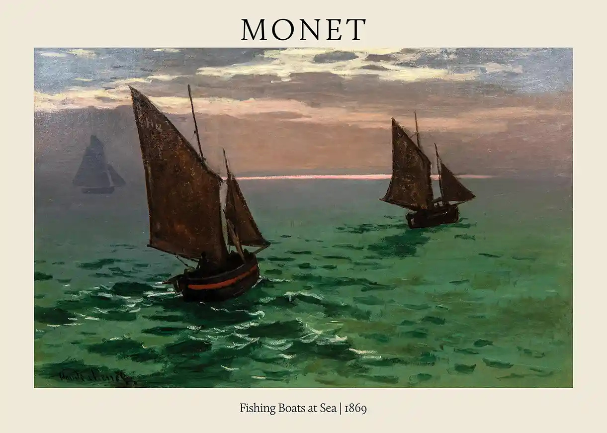 Monet's Fishing Boats at Sea (1869) Impressionist Fine Art Print