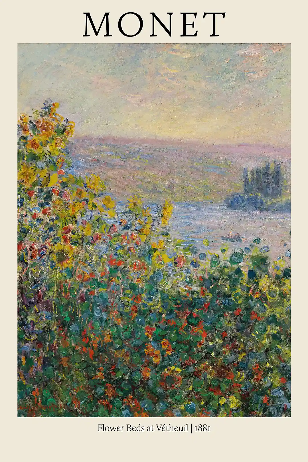Claude Monet: Flower Beds at Vétheuil (1881) Impressionist Fine Art Poster