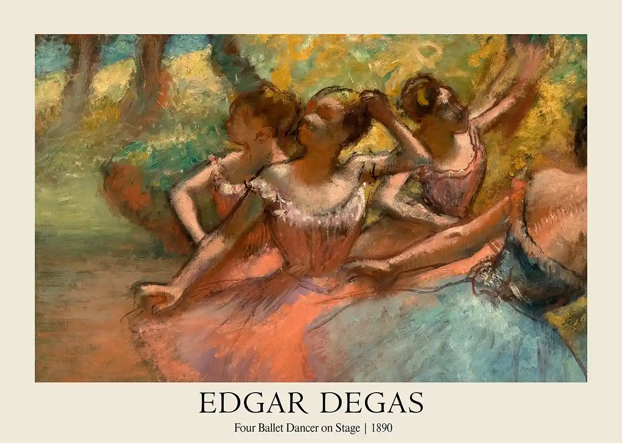 Edgar Degas Poster: Four Ballet Dancers on Stage (1890) - Impressionist Art Print