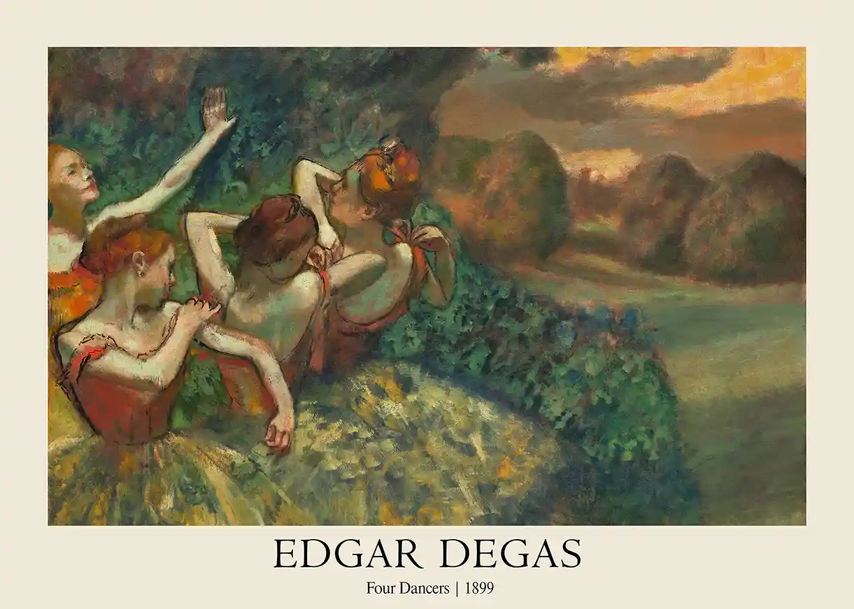Edgar Degas - Four Dancers (1899) Vintage Ballet Art Print Poster