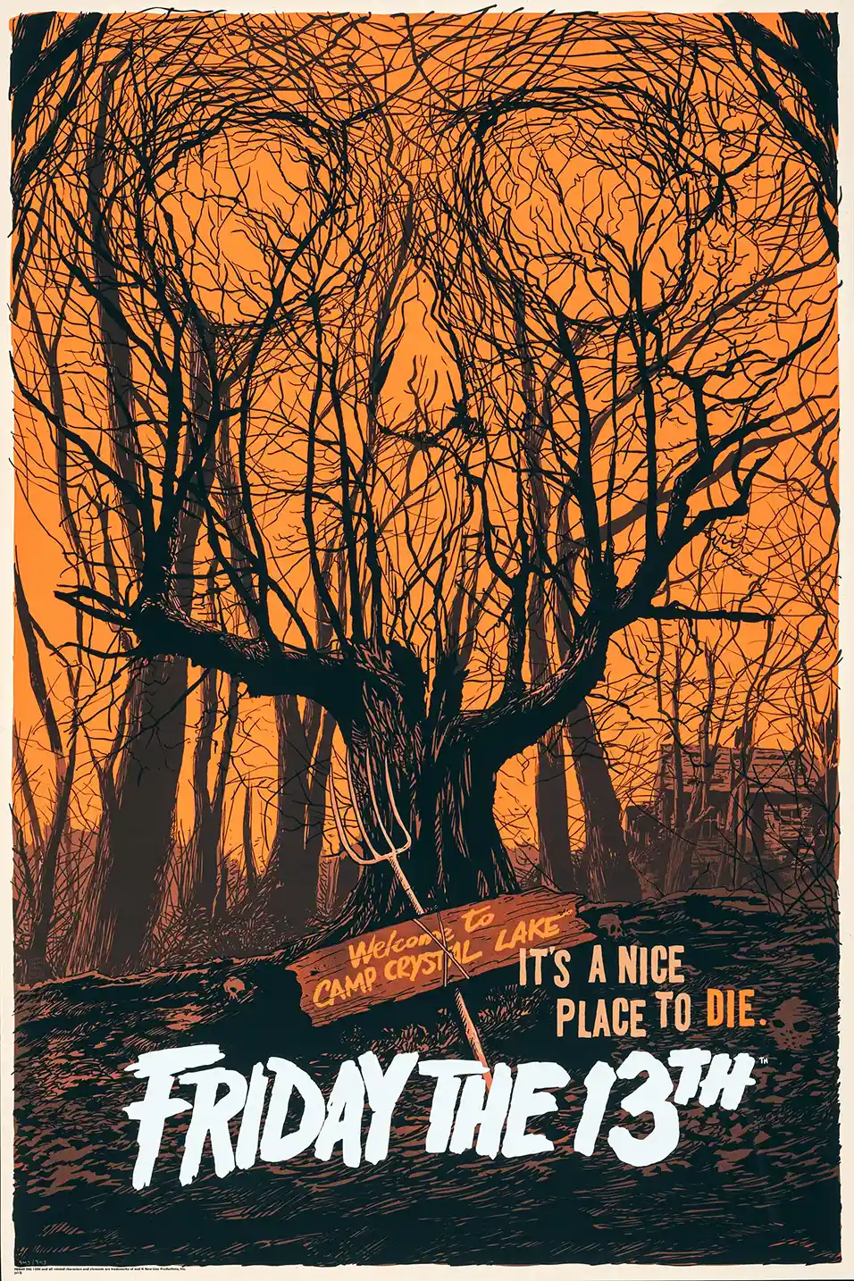 Friday the 13th Poster: Camp Crystal Lake Skull Tree Art by Francesco Francavilla