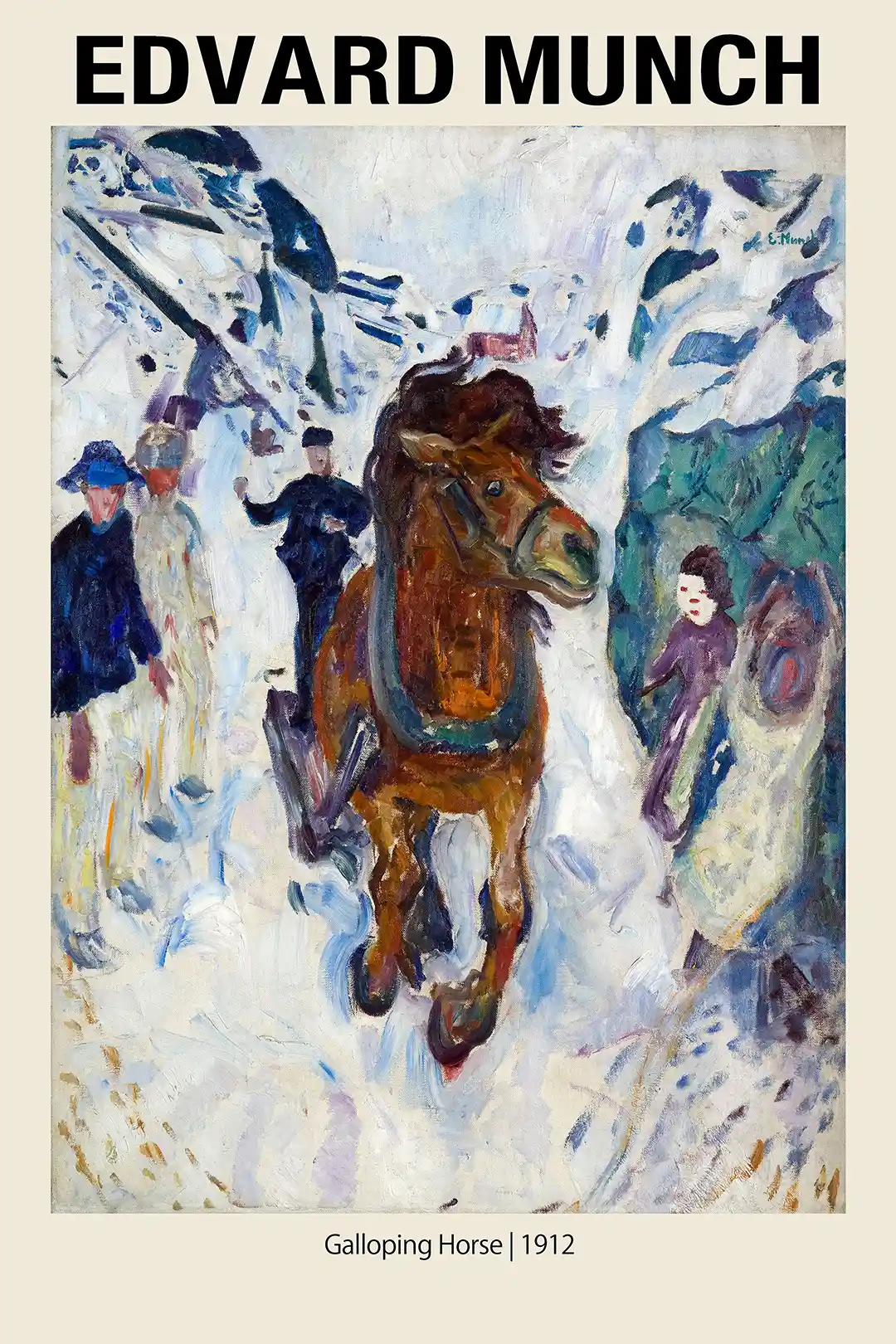 Edvard Munch's "Galloping Horse" (1912) Impressionist Painting Poster