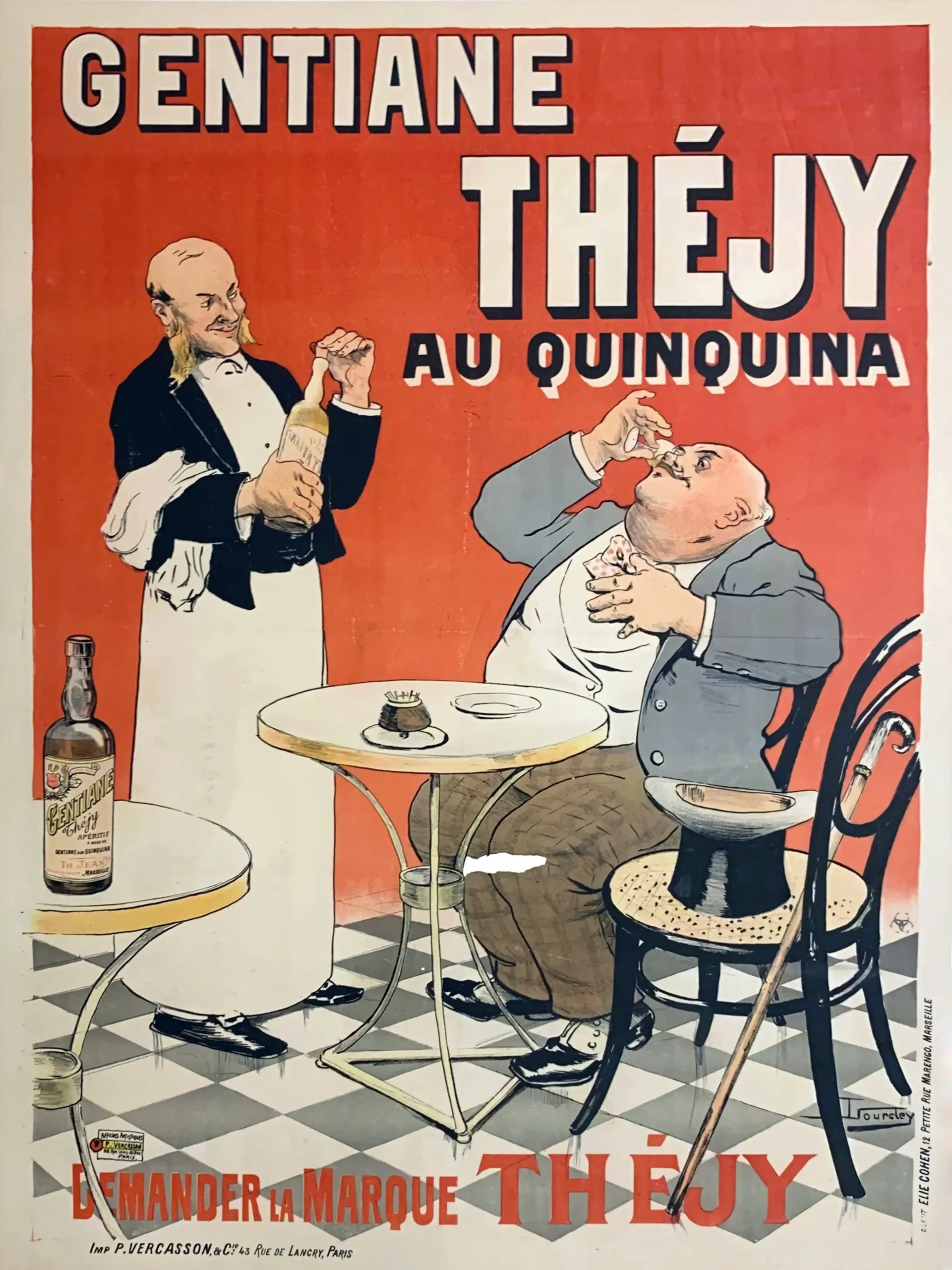 Vintage Gentiane Théjy Quinquina Poster | Classic French Aperitif Advertisement Art