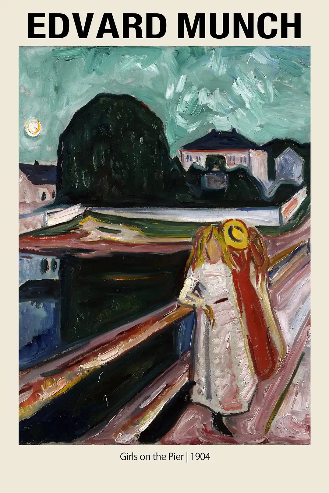 Edvard Munch's "Girls on the Pier" (1904) Expressionist Masterpiece Poster