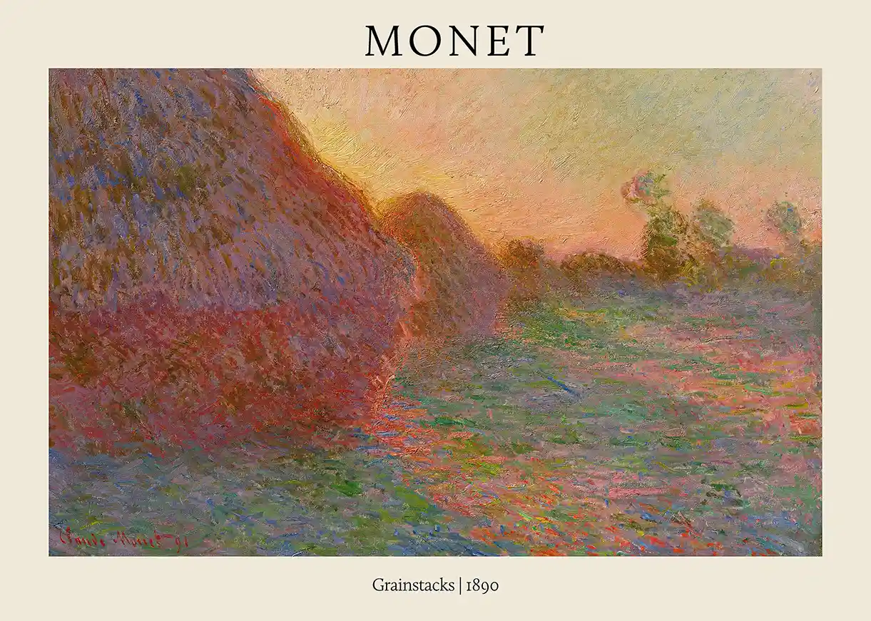 Monet's Grainstacks (Haystacks) at Sunset 1890 Impressionist Art Poster