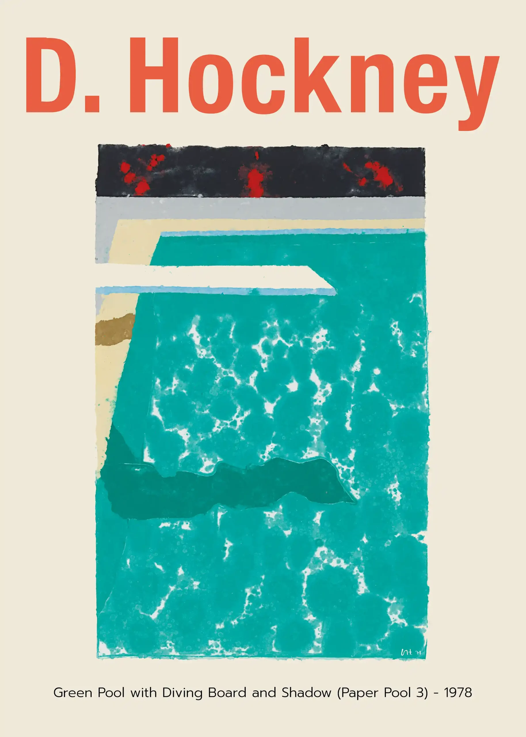 David Hockney Poster: Green Pool with Diving Board and Shadow (Paper Pool 3, 1978)