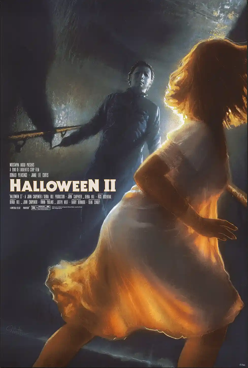 Halloween II (1981) Bottleneck Variant Poster - Michael Myers and Laurie Strode Art Print