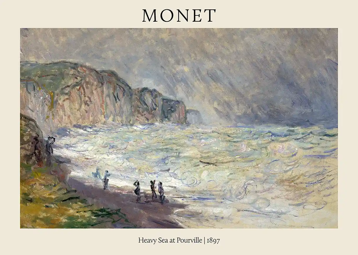 Monet's Heavy Sea at Pourville (1897) Canvas Print - Impressionist Art
