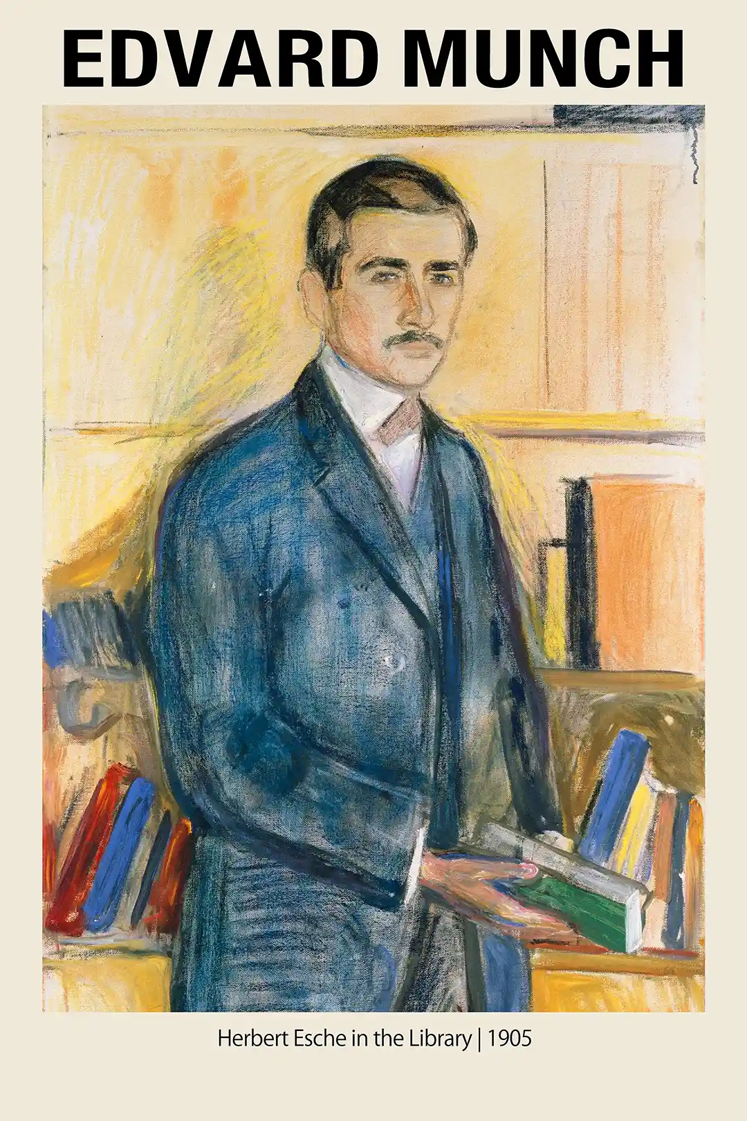 Edvard Munch's "Herbert Esche in the Library" 1905 Expressionist Portrait Poster