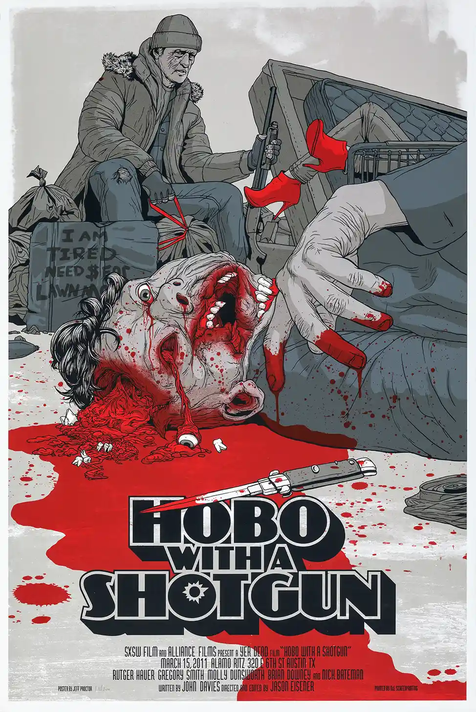 Hobo with a Shotgun Mondo Poster by Jeff Proctor | Grindhouse Film Art Print