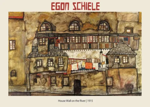 Egon Schiele House Wall on the River, 1915 Expressionist Art Print