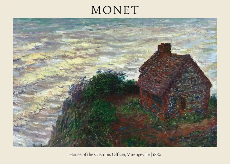 Monet House Customs Officer — claude Monet's 1882 Impressionist painting of a stone cottage perched