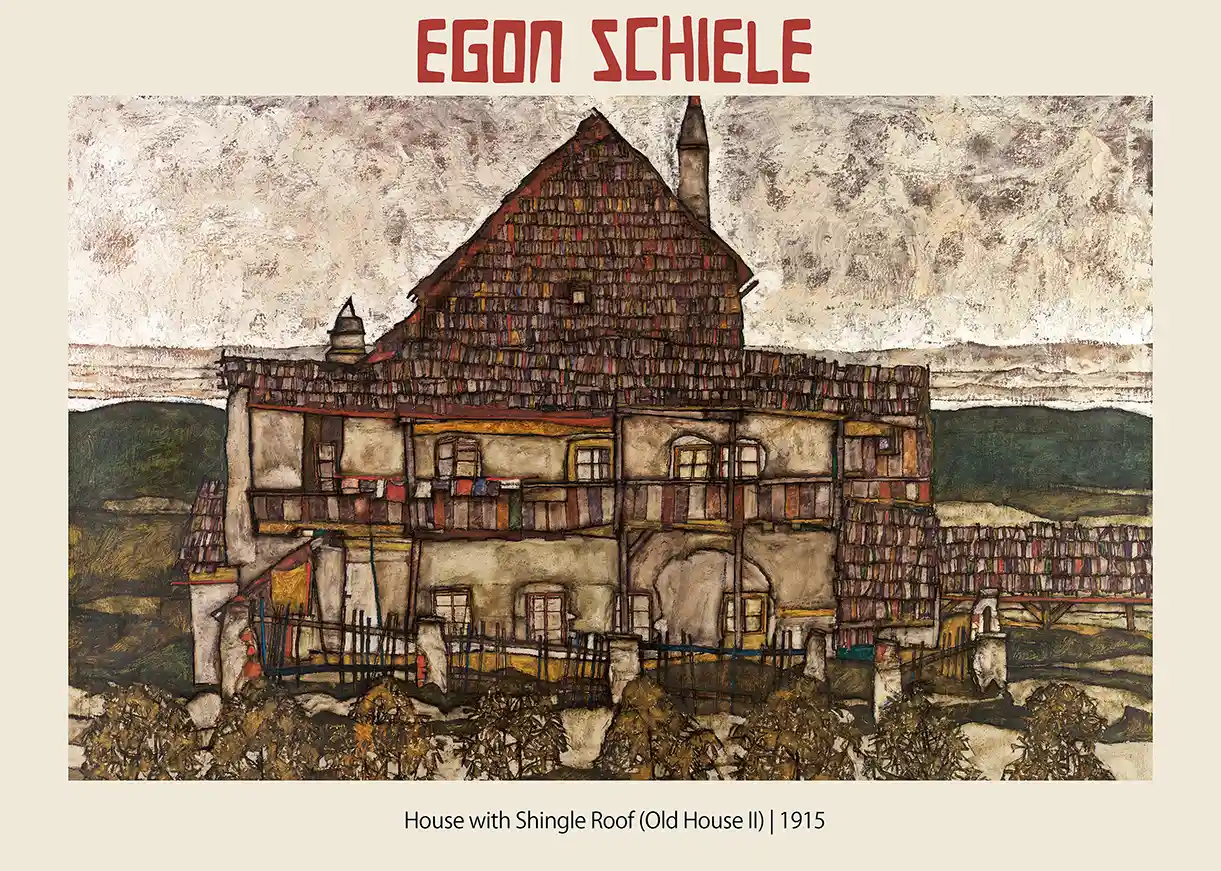 Egon Schiele - House with Shingle Roof (Old House II) 1915 Expressionist Art Poster Print