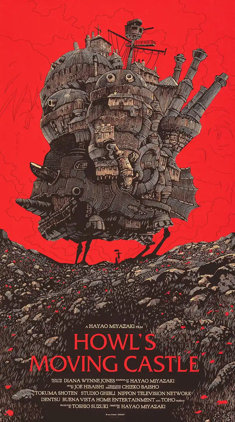 Howl's Moving Castle Olly Moss Mondo Poster | Studio Ghibli Anime Art Print