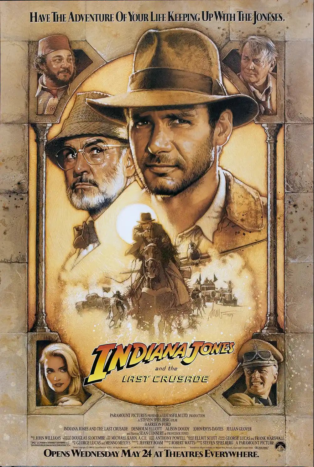 Indiana Jones And The Last Crusade Movie Poster – 1989 Original Theatrical Poster: Vintage Wall Art Print