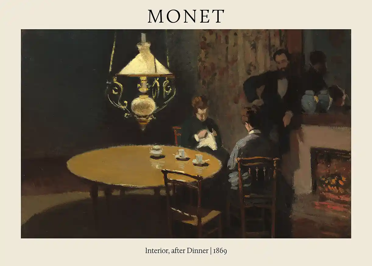 Claude Monet "Interior after Dinner" (1869) Classic Impressionist Fine Art Print Poster