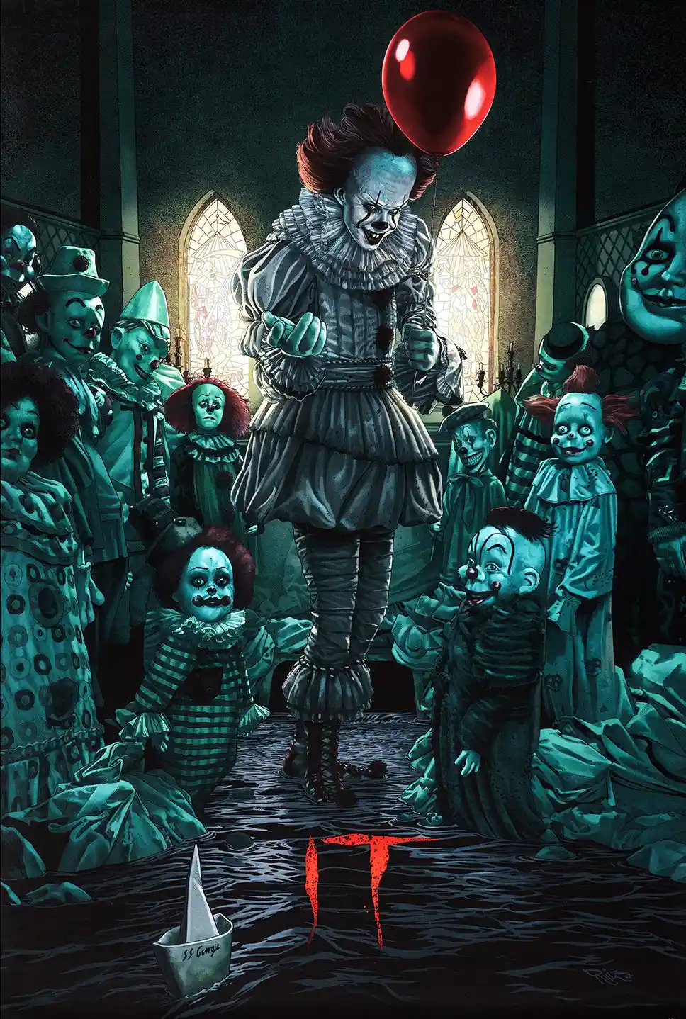 Stephen King's It Pennywise Clown Horde Poster by Juan Carlos Ruiz Burgos