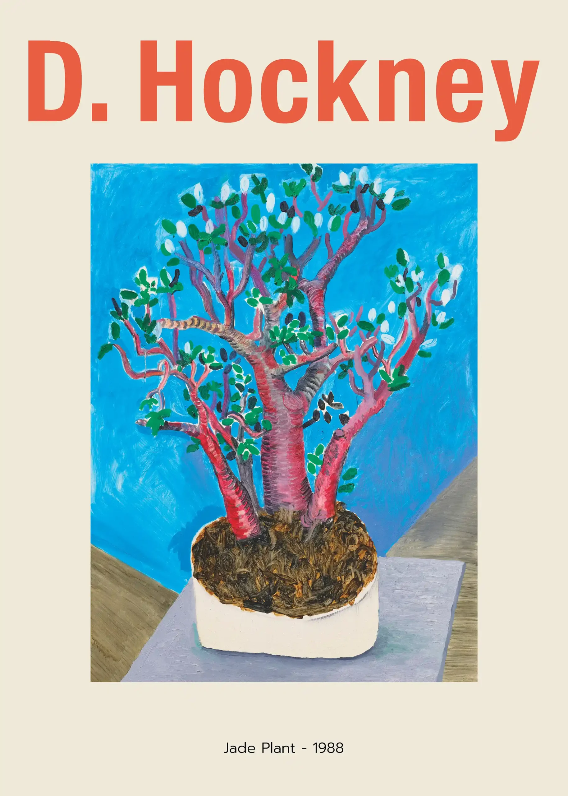 David Hockney Poster: "Jade Plant" (1988) Vibrant Botanical Pop Art Print