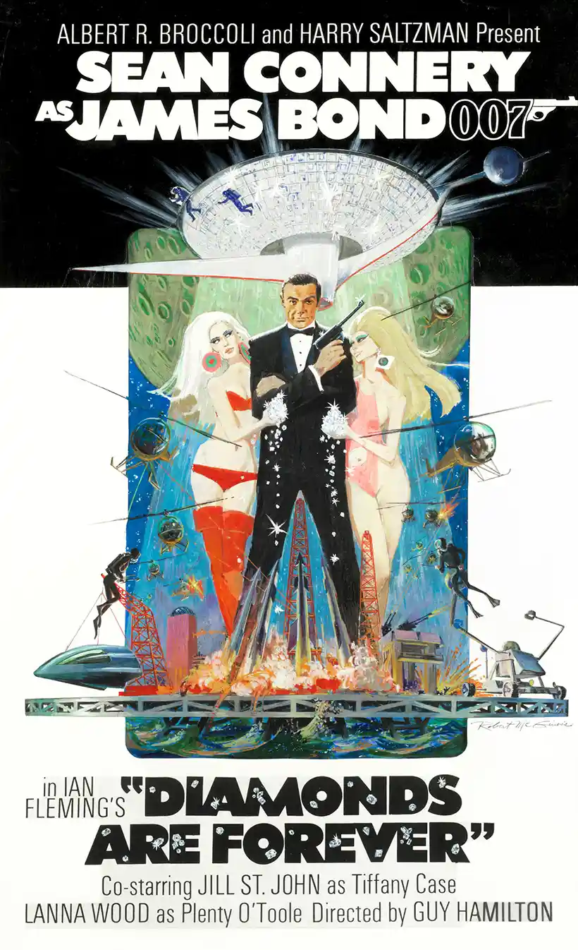 Diamonds Are Forever (1971) Movie Poster – 1971 Original Theatrical Poster: Vintage Wall Art Print