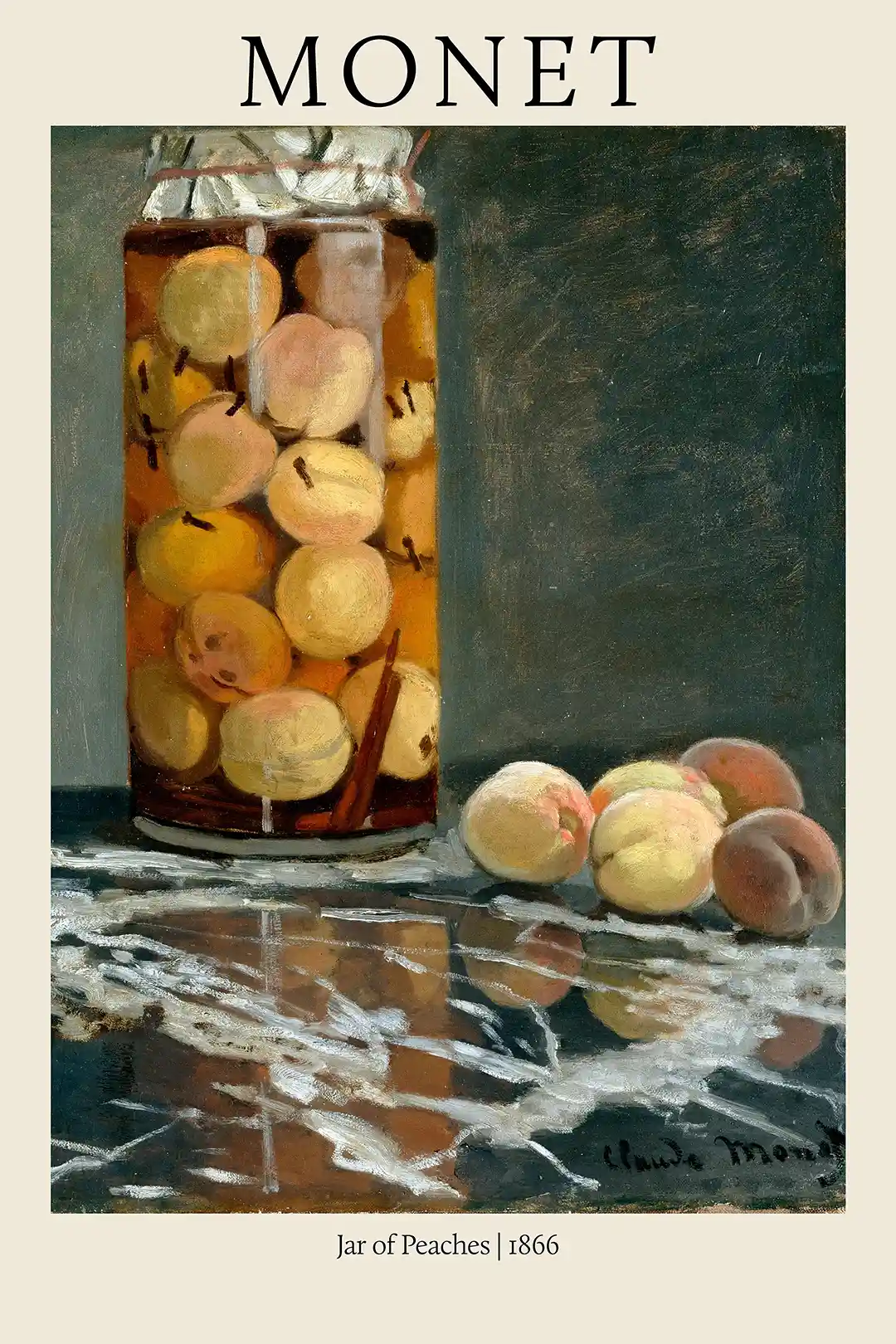 Claude Monet's "Jar of Peaches" (1866) Still Life Impressionist Art Print