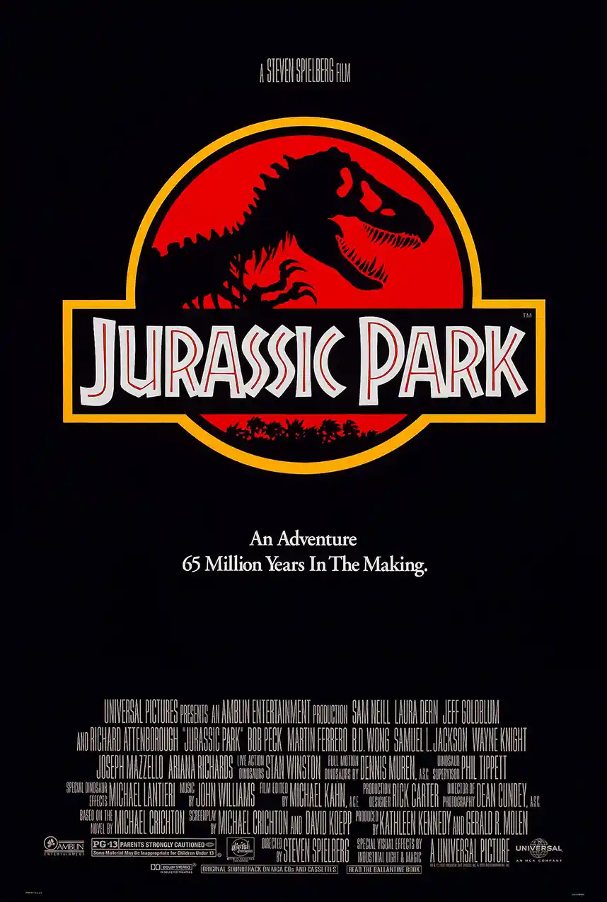 Jurassic Park Movie Poster – 1993 Original Theatrical Poster: Vintage Wall Art Print