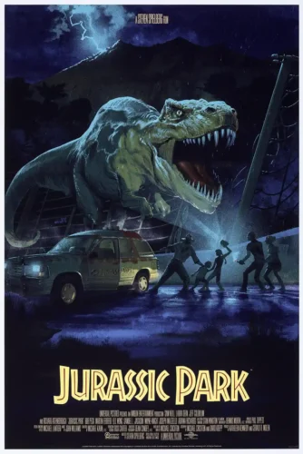 Jurassic Park T-Rex Attack Stan & Vince Mondo Style Movie Poster