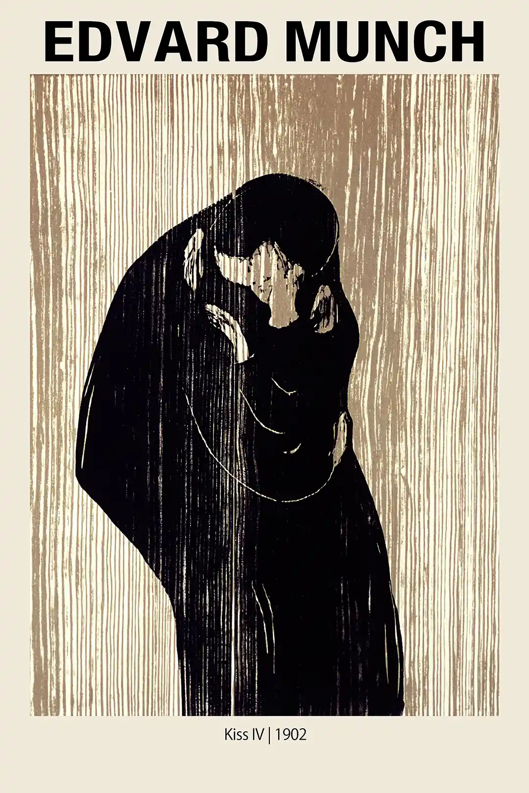 Edvard Munch "The Kiss IV" 1902 Woodcut Poster | Expressionist Wall Art Print