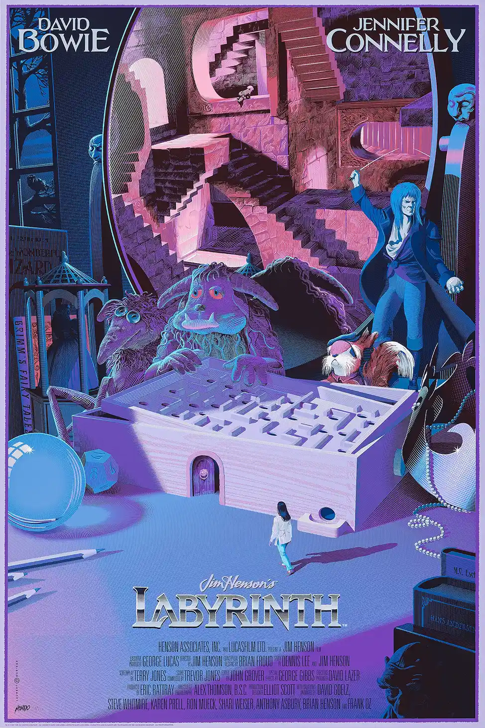 Labyrinth 1986 Movie Poster Art by Laurent Durieux | David Bowie Jareth Print