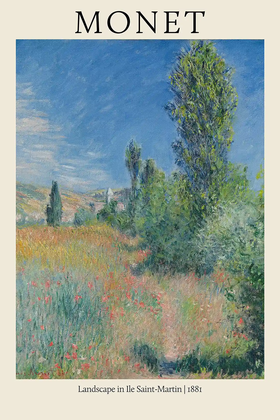 Monet's Landscape in Île Saint-Martin (1881) Impressionist Poster Print | Fine Art Decor