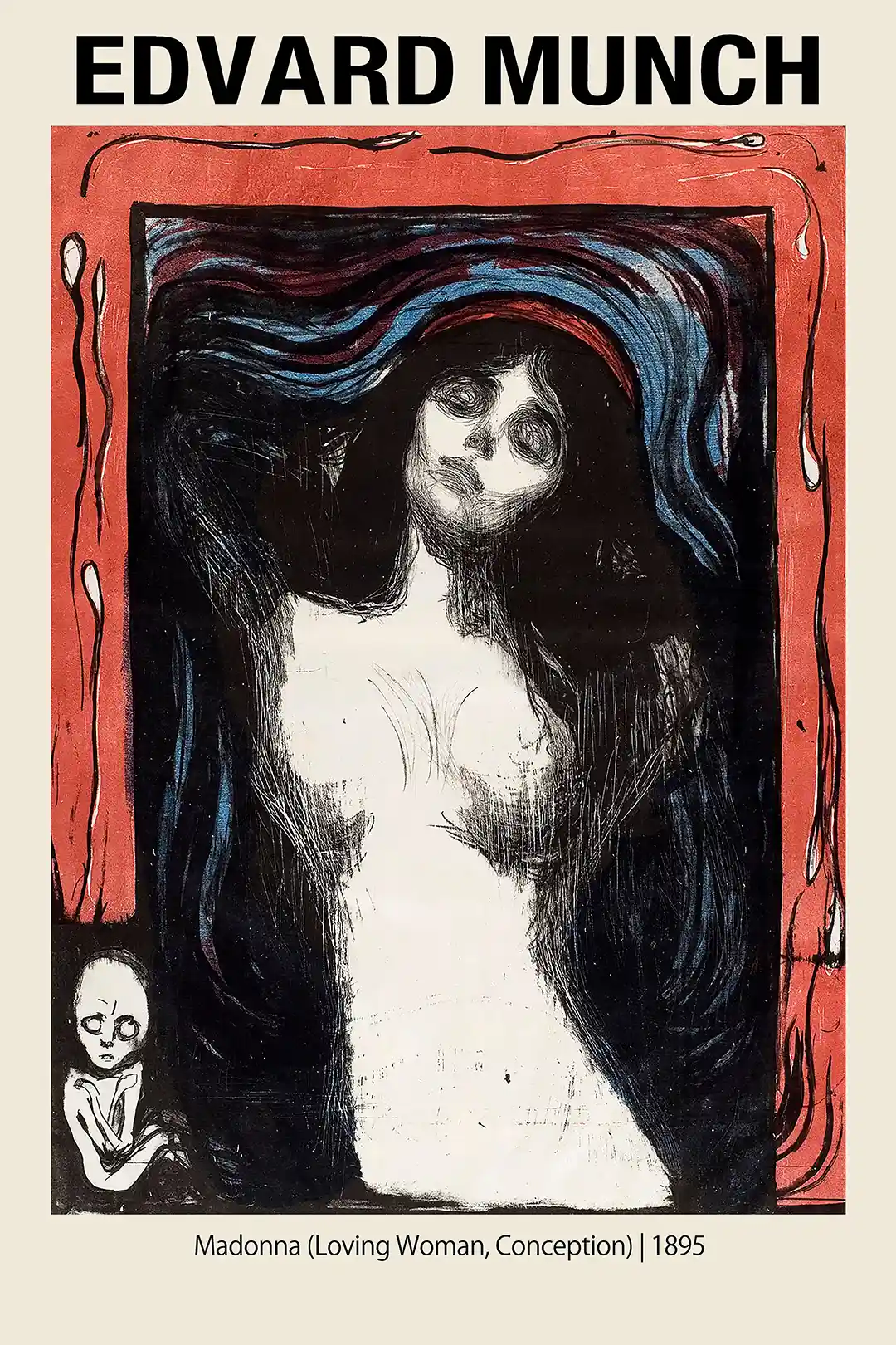 Edvard Munch "Madonna (Loving Woman)" 1895 Expressionist Fine Art Poster Print