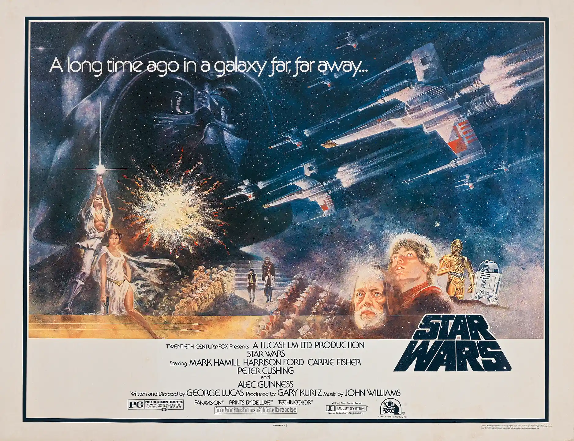 Star Wars: A New Hope Movie Poster – 1977 Original Theatrical Poster (Version 1): Vintage Sci-Fi Wall Art Print